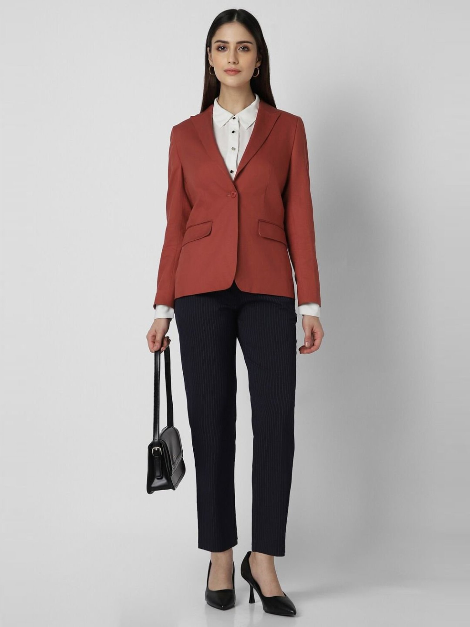 Van Heusen Orange Cotton Formal Blazer