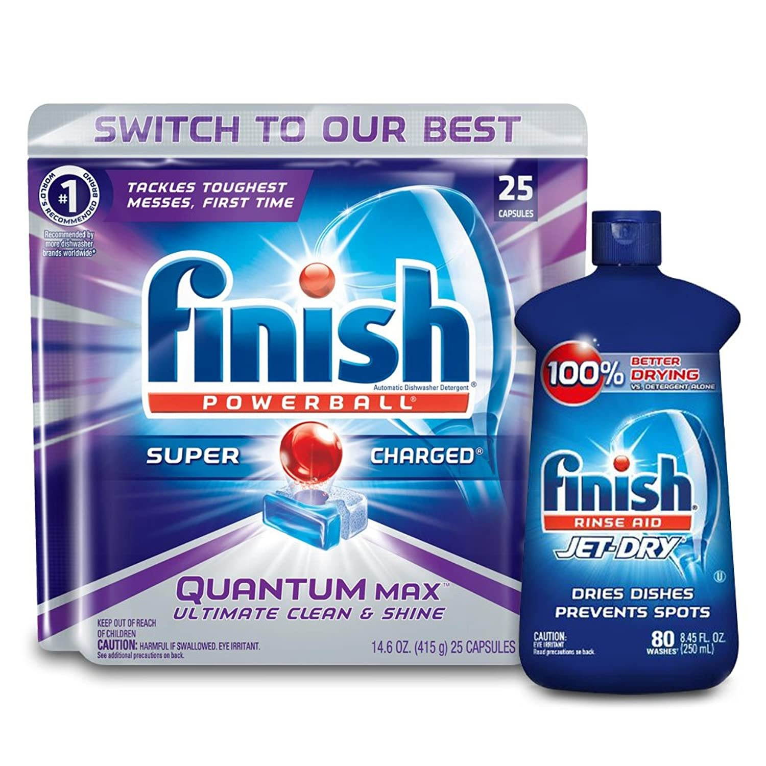 Finish Quantum 25ct + Finish Jet-Dry Rinse-Aid 8.45oz
