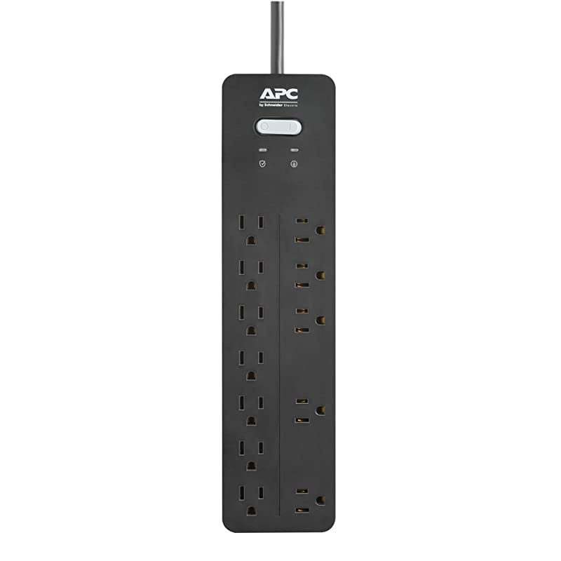 Surge Protector Power Strip PH12 2160 Joules Flat Plug 12 Outlet Power Cord Strip Black