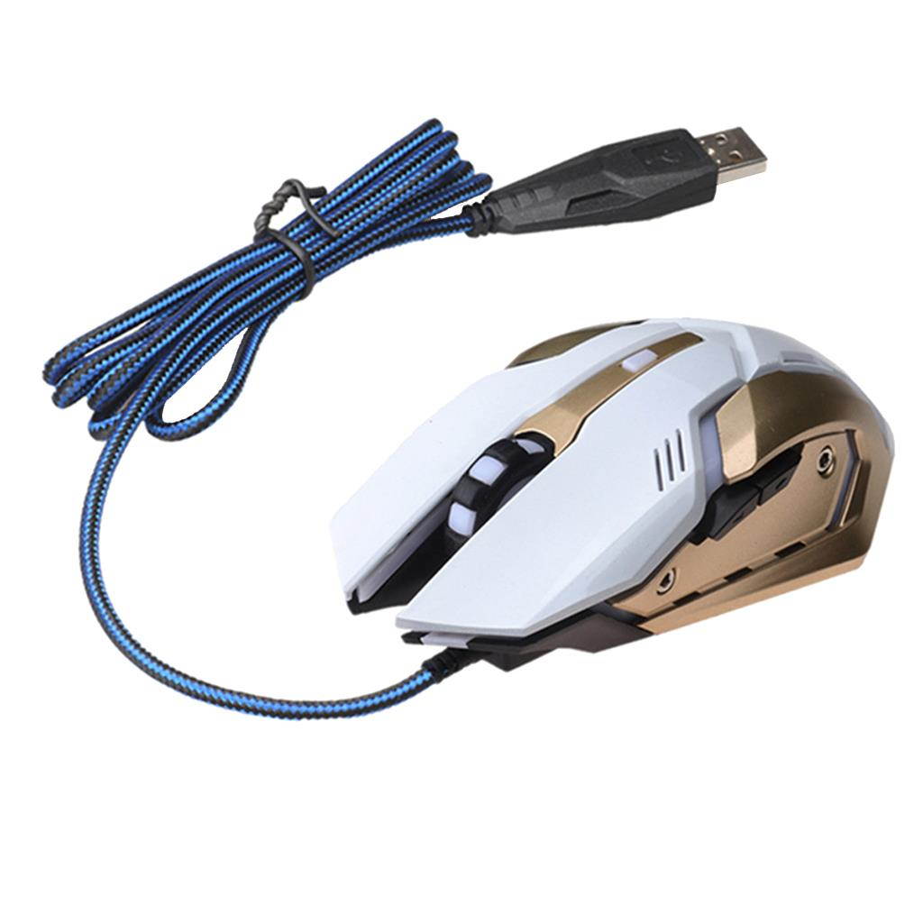 7-Key 2400DPI Colorful LED Backlit Professional Optical Gaming Mouse White