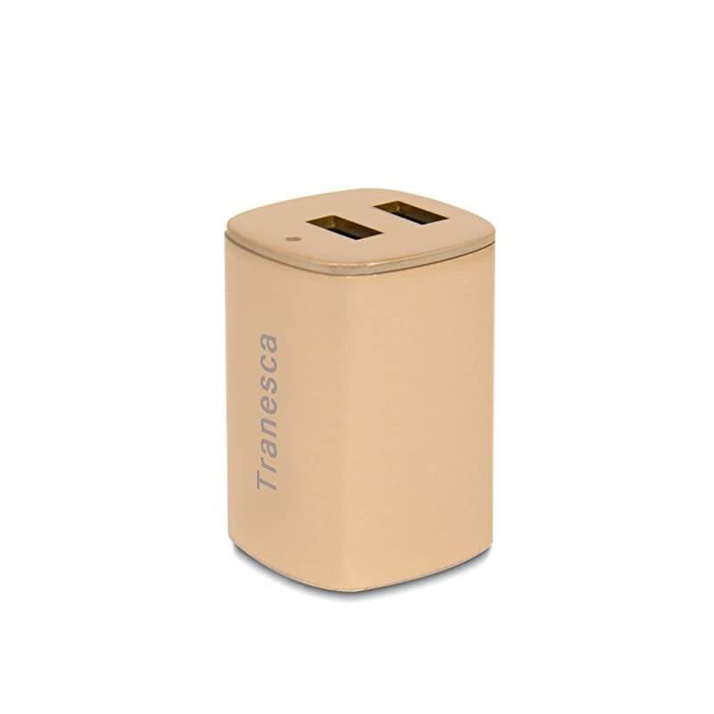 Dual USB Port Travel Wall Charger with Foldable Plug for iPhone XSXRX876SPlus Samsung Galaxy S8S7S6S5 Edge LG HTC Moto Kindle and MoreGold