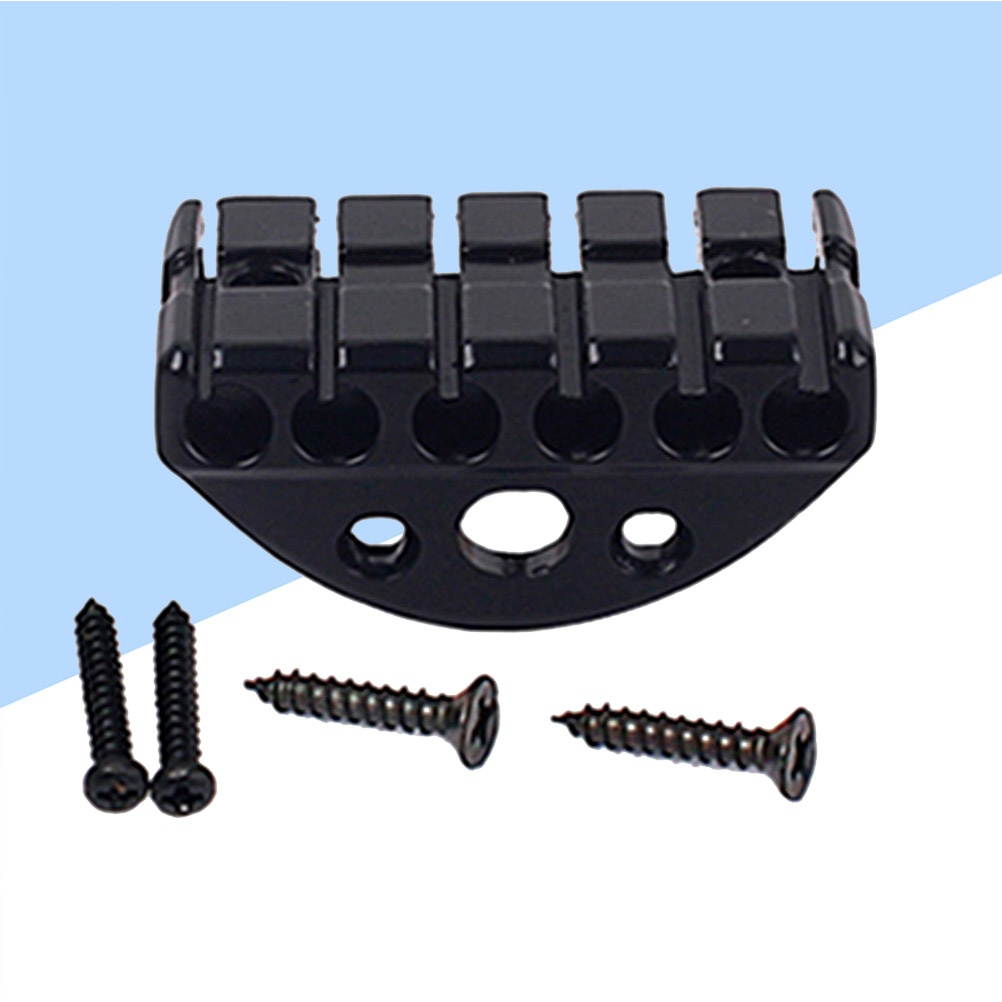 6 String Headless Saddle Bridge Zinc Alloy Strain Plate Bridge for Musical Instrument Guitar (Black)