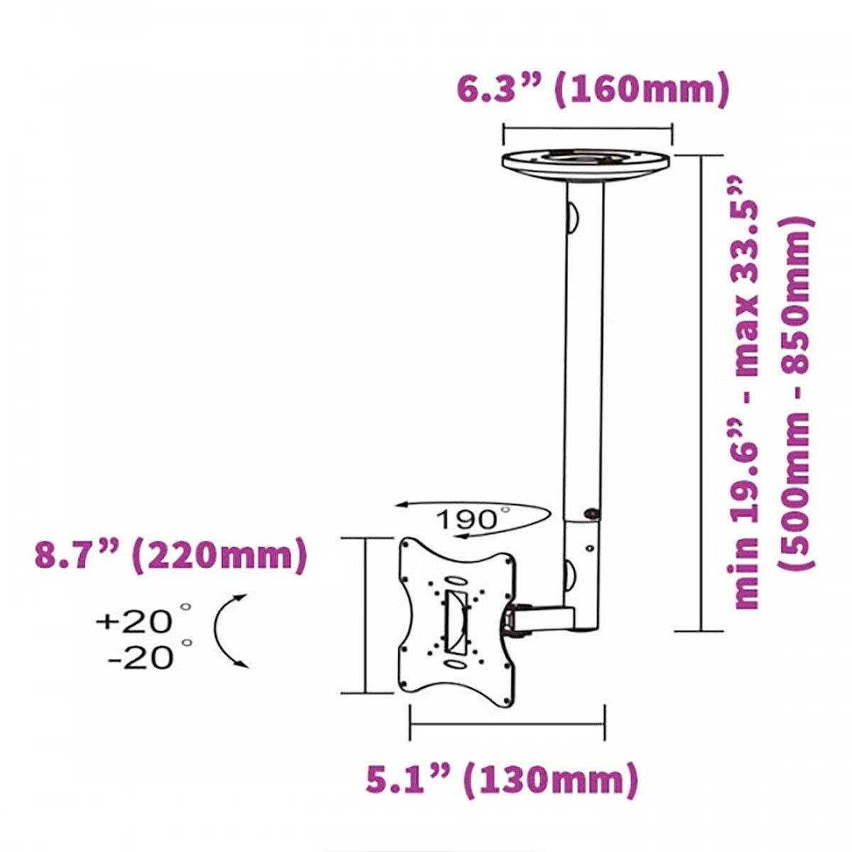 InstallerParts Flat TV Ceiling Mount 23~42" Tilt/Swivel, LCD-504A Black -- LCD LED Plasma TV Flat Panel Displays -- Great for Toshiba, Samsung, LG, Vizio, Sony, Dynex, Insignia and More!