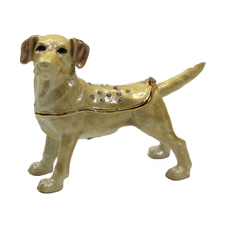 Hinged Trinket Box 2.75" Yellow Labrador Puppy Dog Gentle Trusting  -  Decorative Figurines