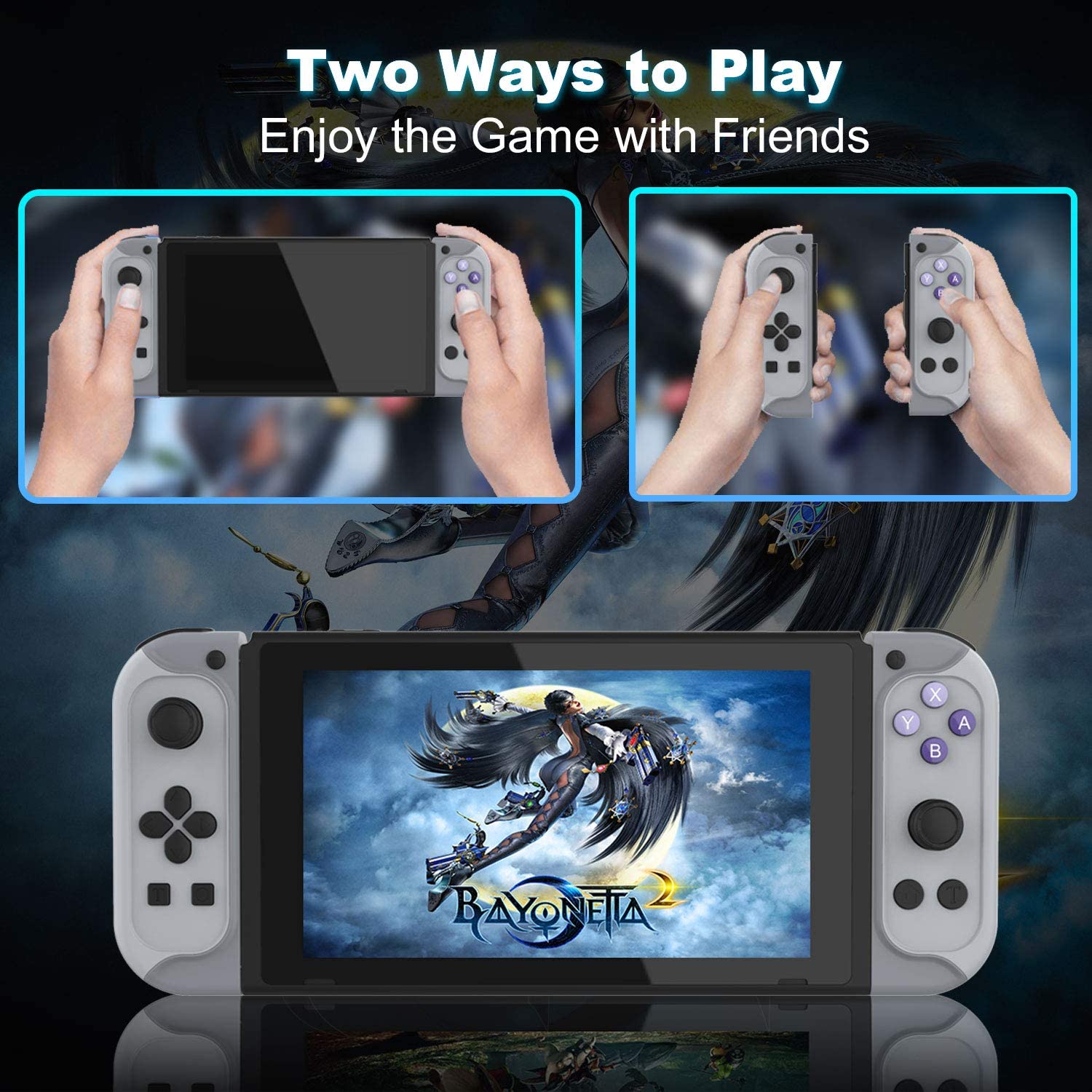 Switch Joy Pad Replacement for Switch,Switch Joy-con(L/R) Remotes Controller with Turbo,Motion Control & Dual Shock,Built-in Games Props Function-Wired/Wireless Switch Controller-Gray