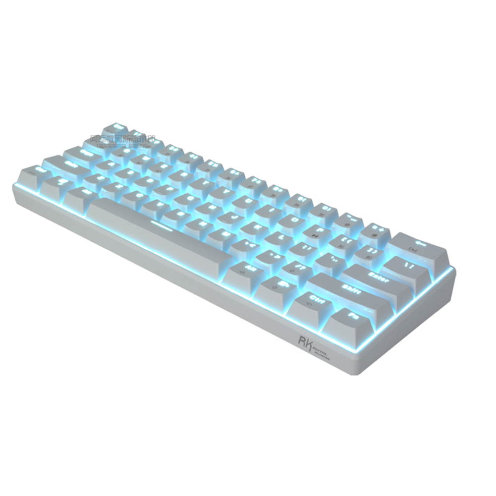 Mechanical Keyboard, RK61 Wired / Wireless Bluetooth 61 Keys LED Backlit USB Ergonomic Quickfire Keys Waterproof Gaming Keyboard with Full Anti-ghosting Keys  Rechargea Lithium Battery for Gamers