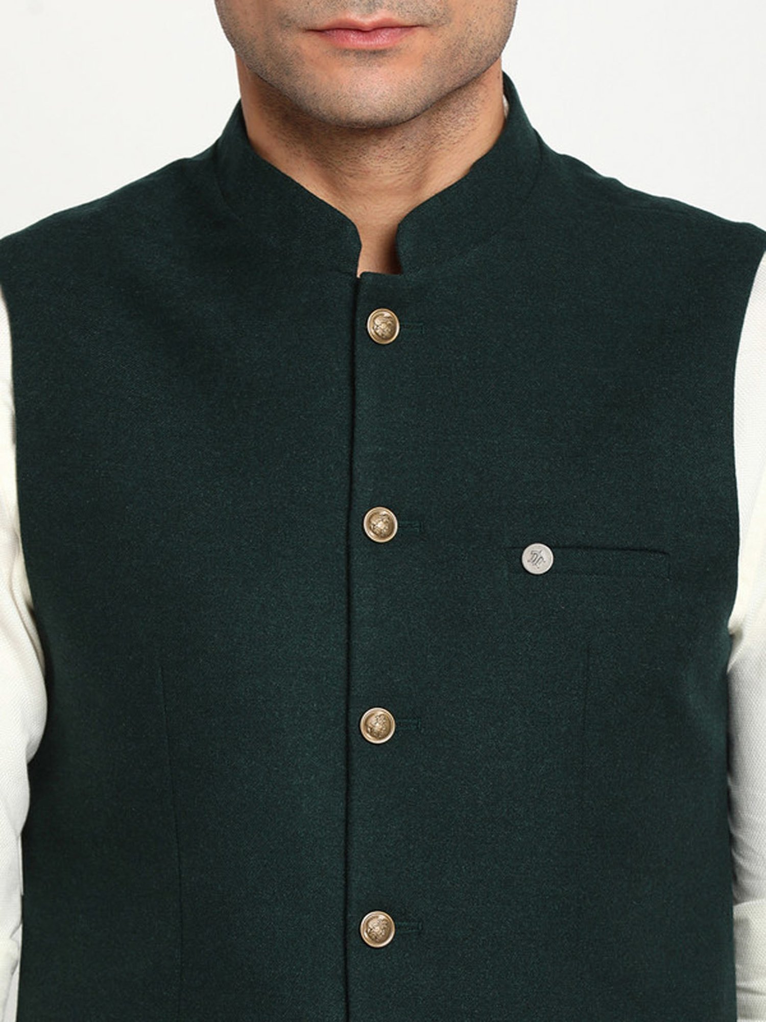 Turtle Green Slim Fit Nehru Jacket
