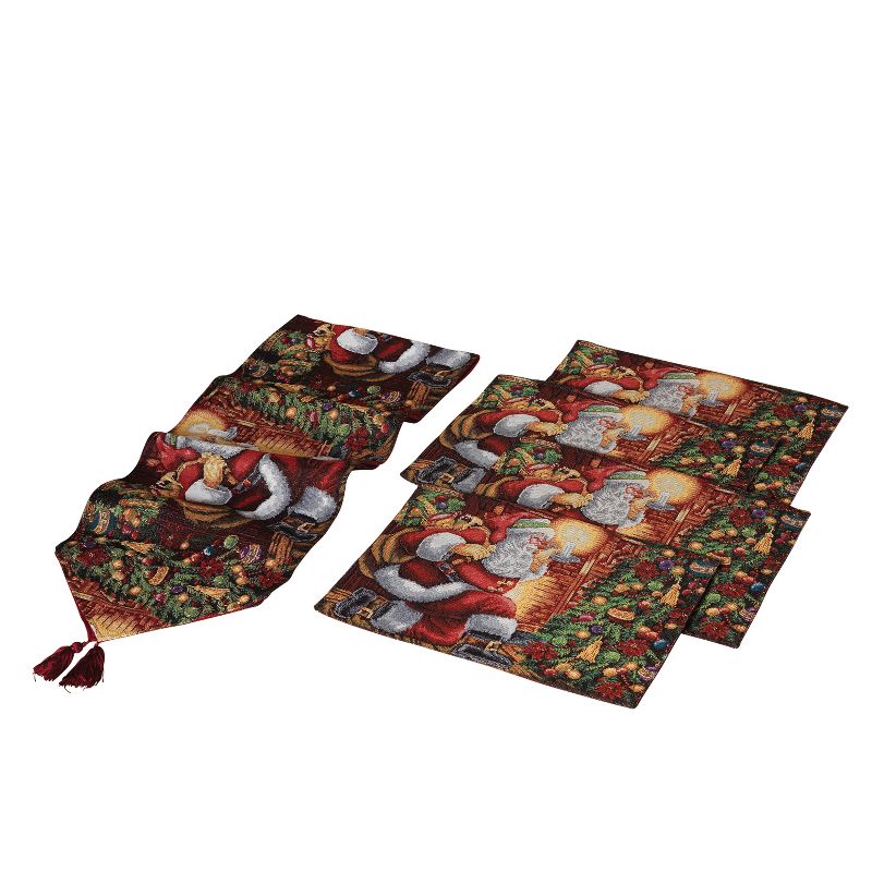 Gerson International 5-piece Set Christmas Table Place Settings with Santa Design