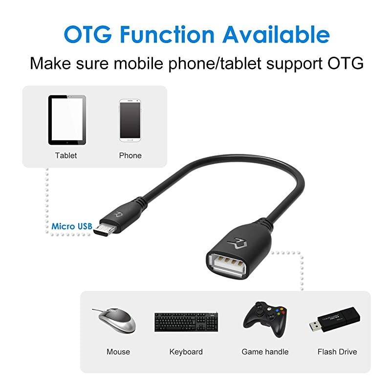 Micro USB Male to USB 20 Female Adapter OnTheGo OTG Convertor Cable 3Pack Black