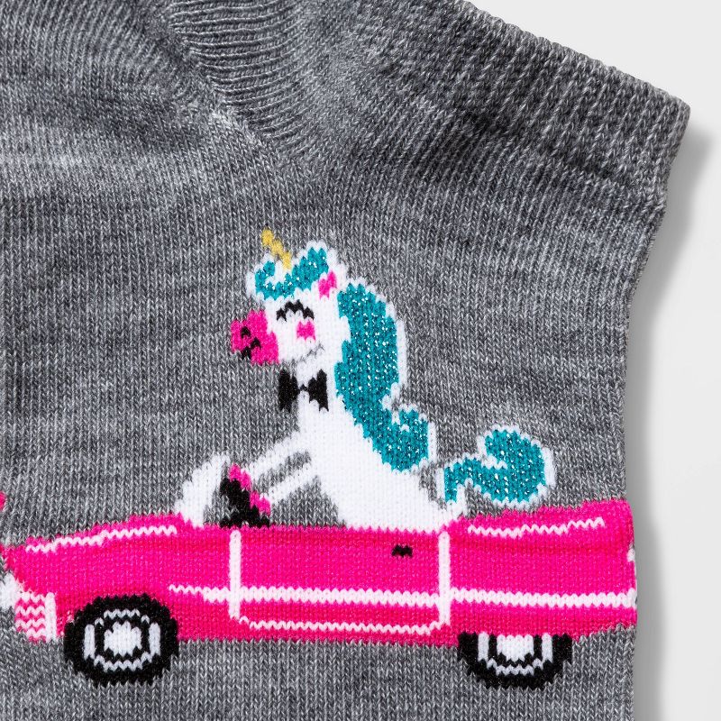 Women's Sparkly Unicorn in Convertible Low Cut Socks - Xhilaration™ Heather Gray 4-10