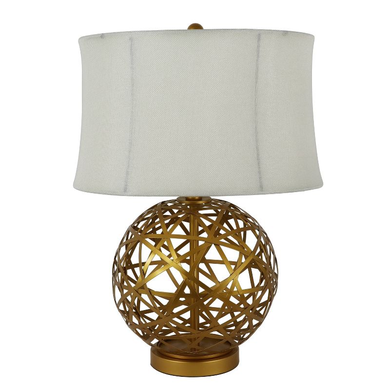 21" Strapped Steel Ball Table Lamp Antique Gold - Decor Therapy