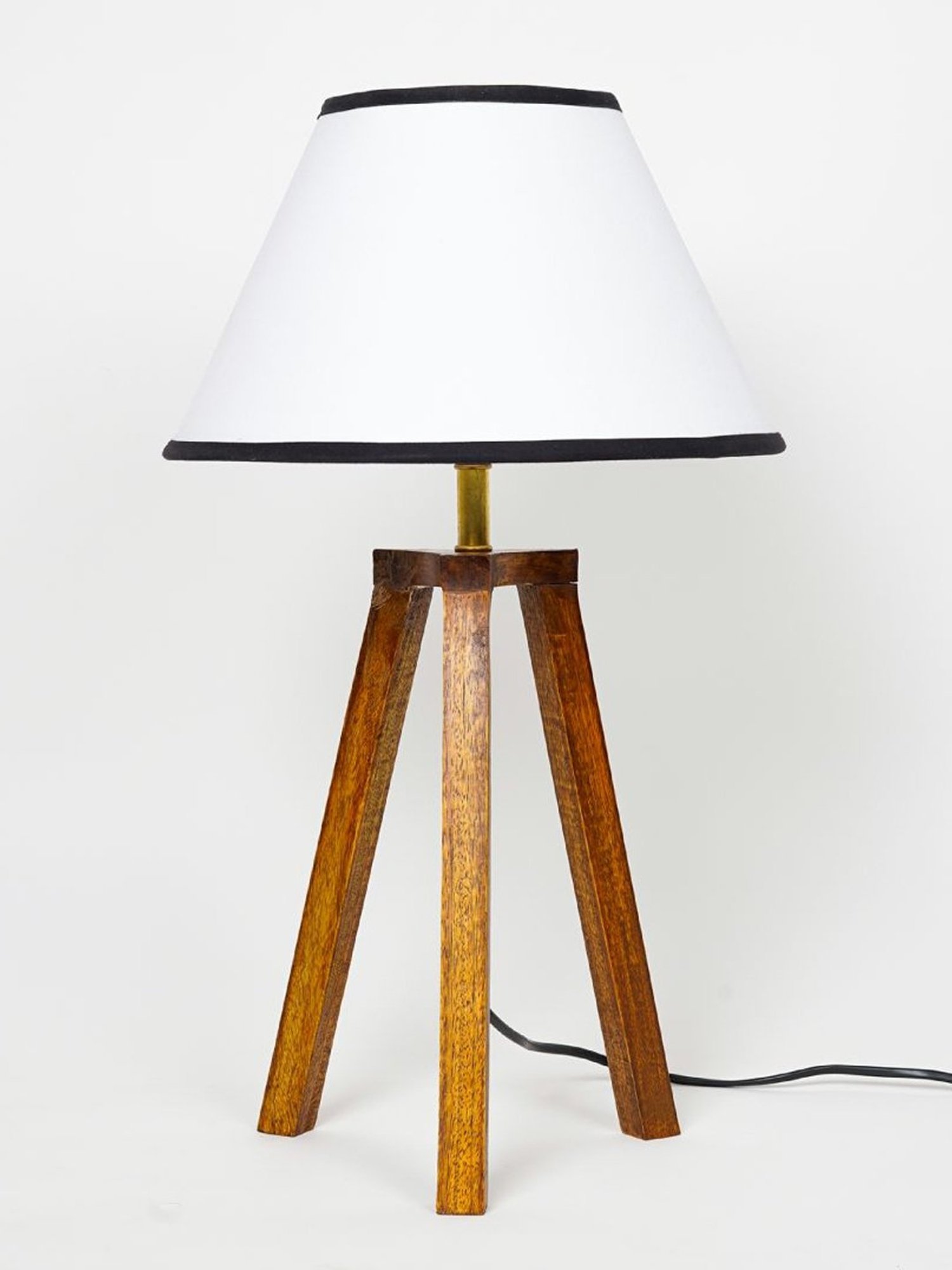Kapoor Lamp Shades Honey & White Wood Griffith Tripod Cotton Shade Table Lamp