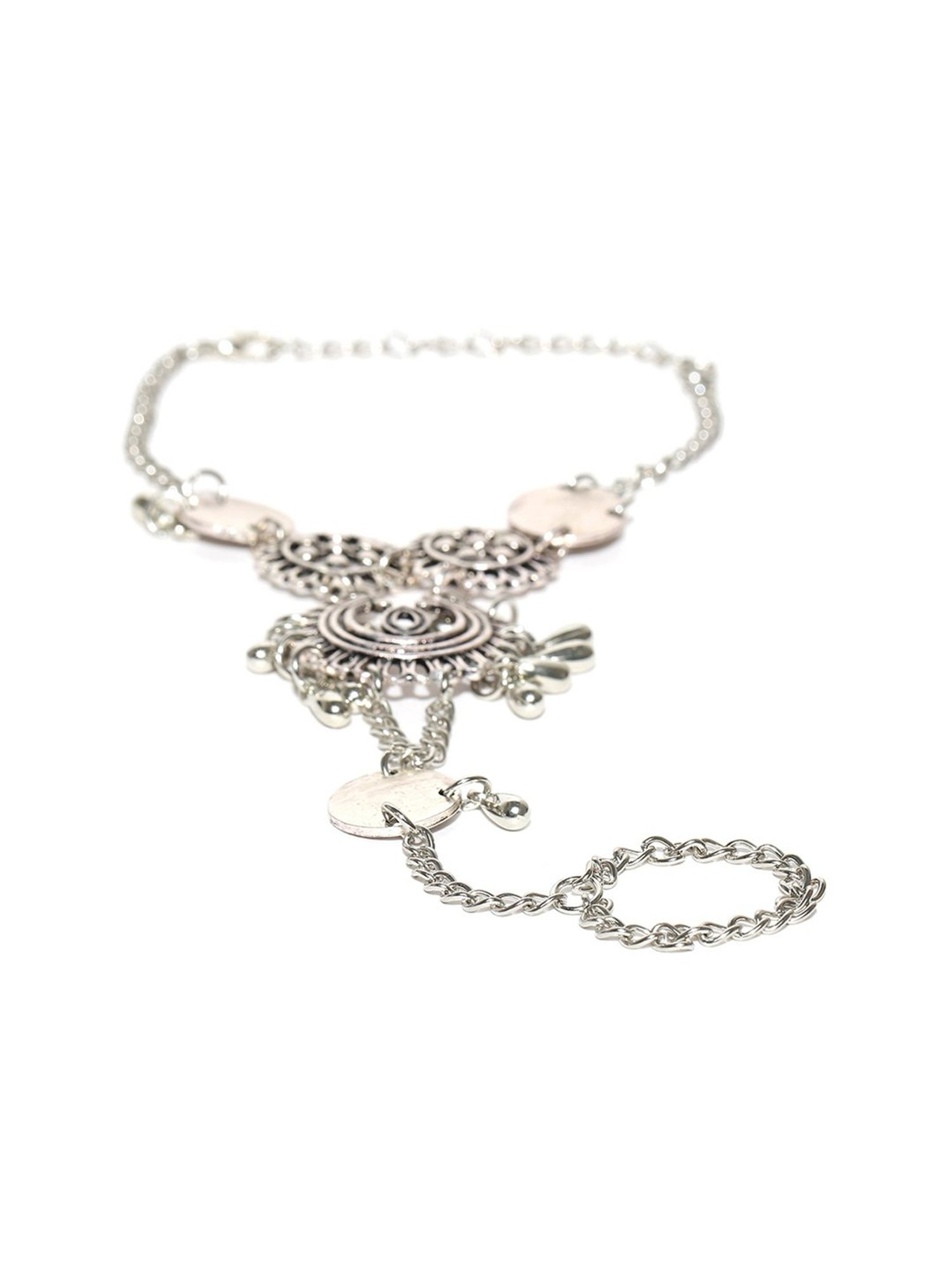 Oomph Oxidized Silver Bohemian Fashion Anklet