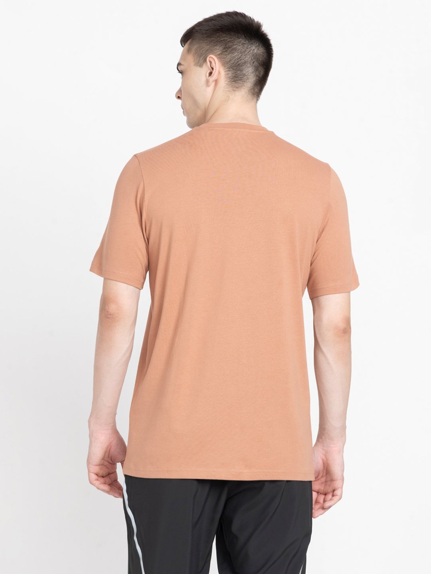 adidas Brown Loose Fit Cotton Crew T-Shirt