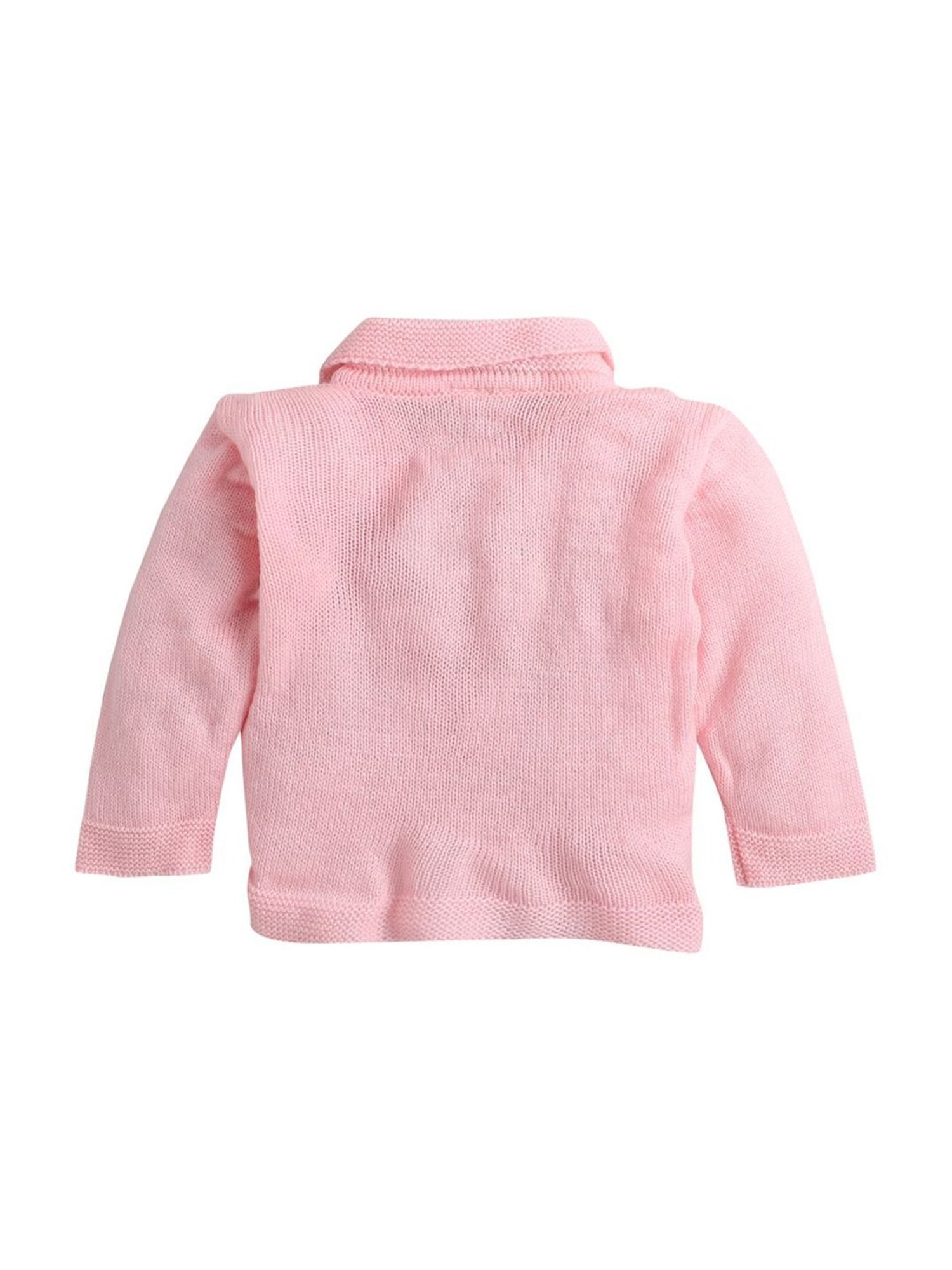 Little Angels Kids Pink Textured Pattern Full Sleeves Sweater Set