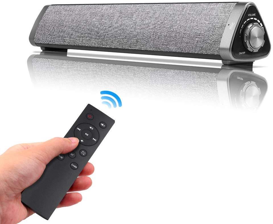Sanwo Bluetooth Sound Bar Wired and Wireless Home Theater TV Triangle Speaker Bar with Remote Control,TF Card- Surround Sound Bar for TV/PC/Phones/Tablets, 2 X 5W Compact Sound Bar 2.0 Channel