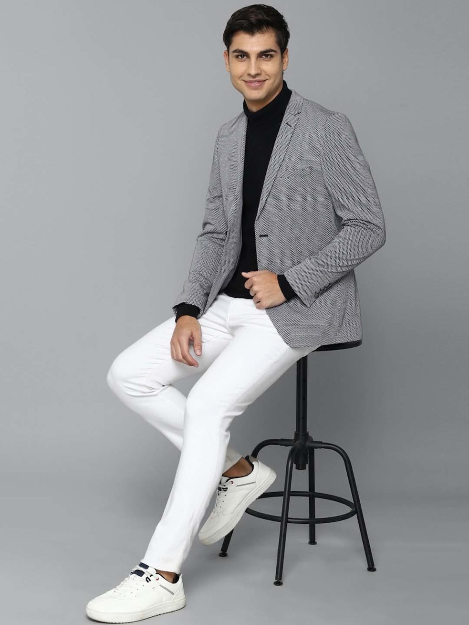 Louis Philippe Light Blue Regular Fit Blazer