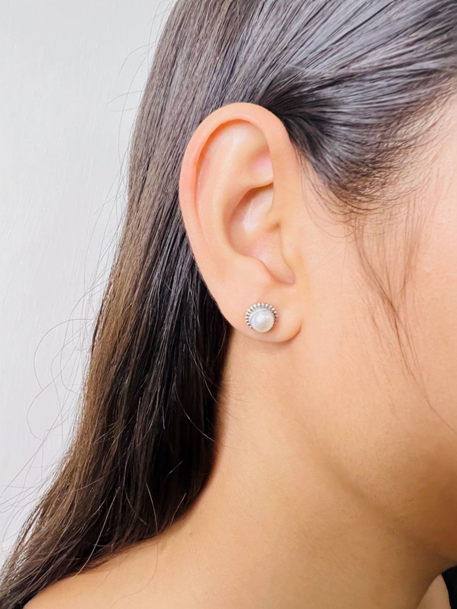 Arte Jewels 925 Sterling Silver Pearl Stud Earrings for Girls & Women