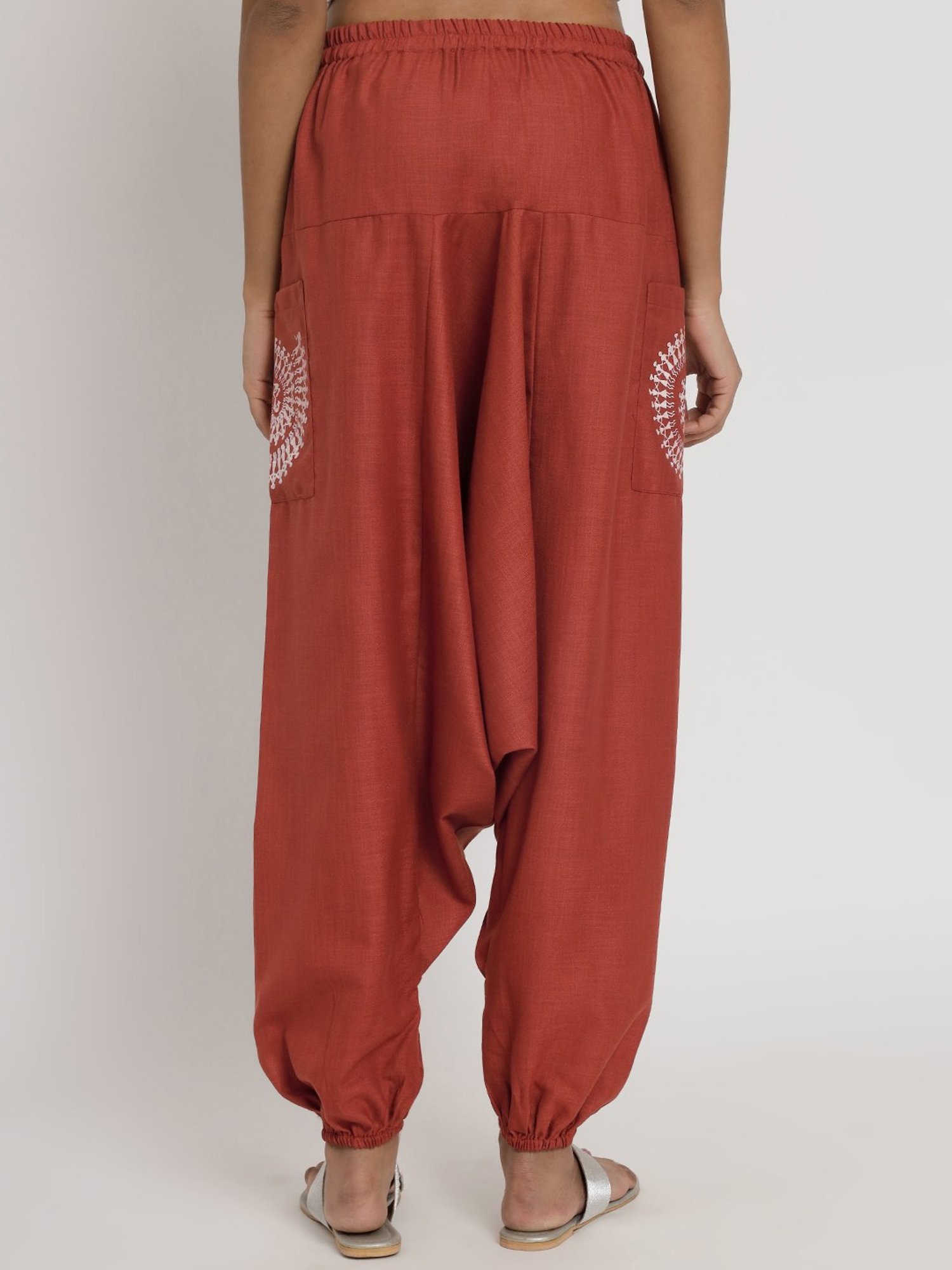 9rasa Rust Cotton Printed Regular Fit High Rise Pants
