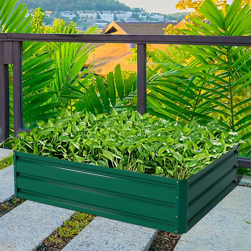 Costway 47"x35.5" Patio Raised Garden Bed Vegetable Flower Plant Dark Green New