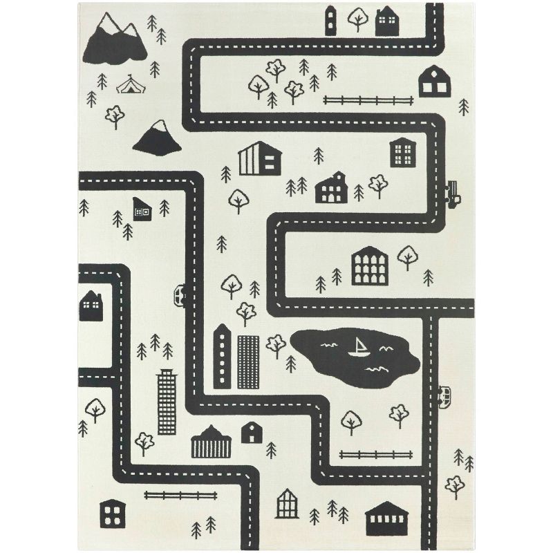 4'1"x5'6" Roadmap Black/White Rug - Balta Rugs