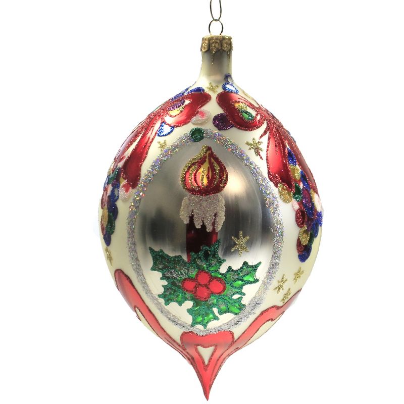 Larry Fraga Christmas Mystery Ornament Teardrop Candle Holly  -  Tree Ornaments