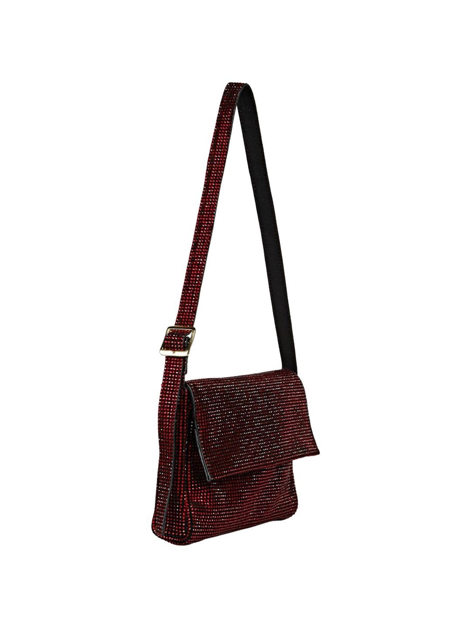 Saint G Red Embellished Medium Shoulder Handbag