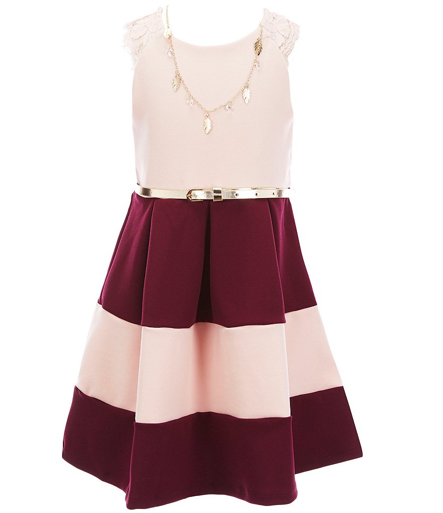 Rare Editions Little Girls 4-6X Scuba Crepe/Colorblock Fit-And-Flare Dress
