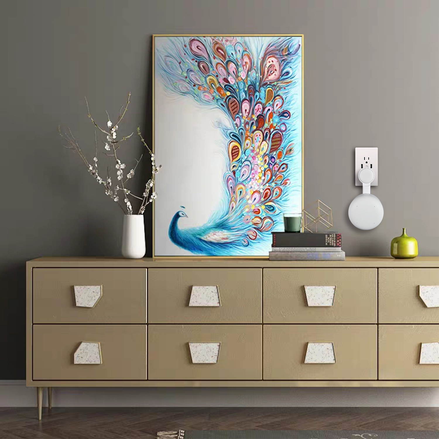 STANSTAR Wall Mount Holder for Google Nest Point Expander(US Version) Smart Cable Arrangement Without Messy Wall Stand WiFi Bracket White