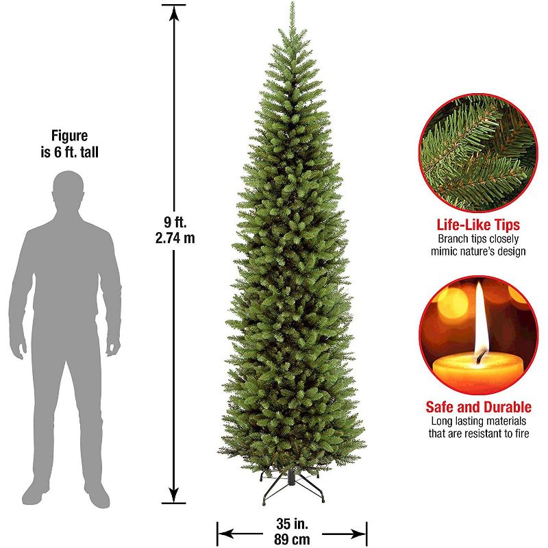 National Tree Company Kingswood 9 Foot Slim Artificial Christmas Tree Bundle with Twinkly Bluetooth WiFi 600 LED RGB Multicolor 157 Foot String Lights