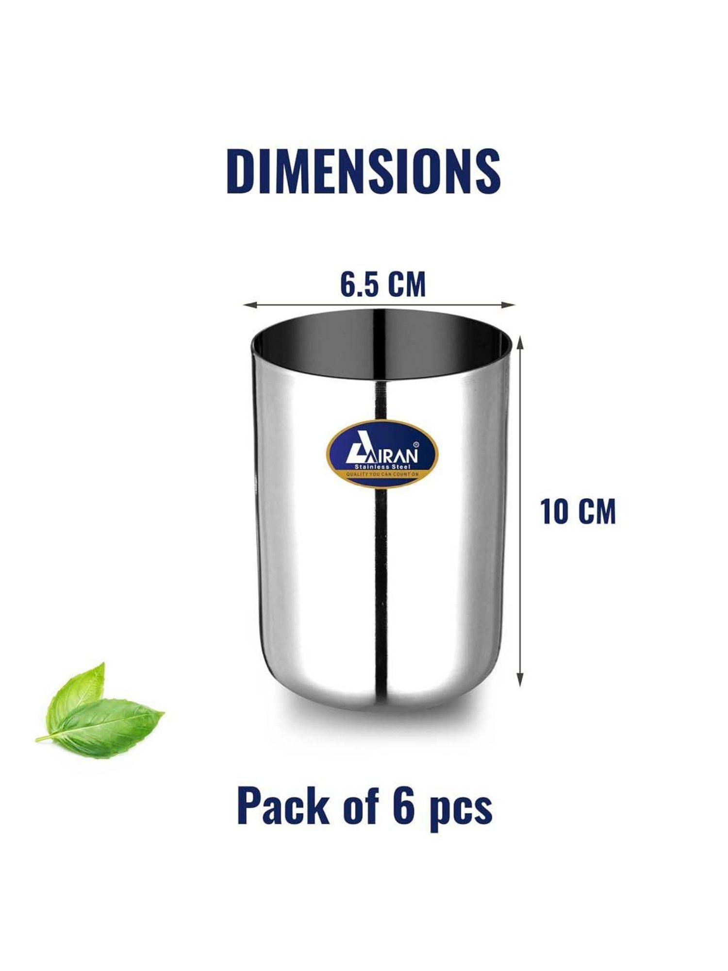 Airan Silver Stainless Steel Royal Heavy Gauge Tumbler - Set of 6