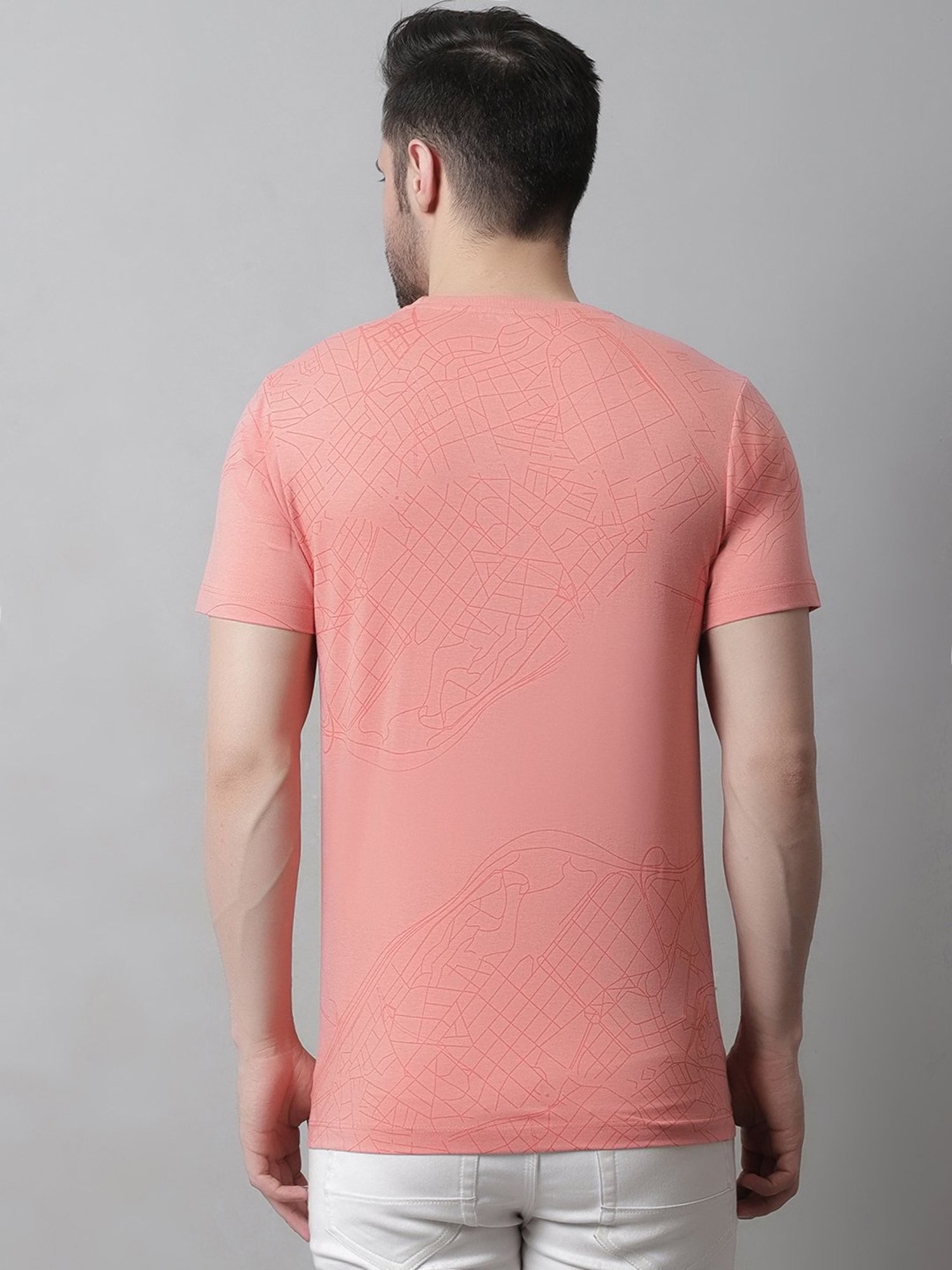 Venitian- Forbidden Clothing Peach Slim Fit Printed T-Shirt