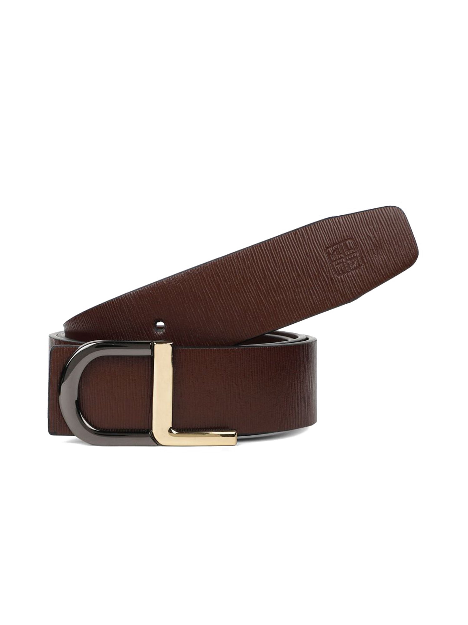 Carlton London Brown Leather Textured Formal Belt for Men