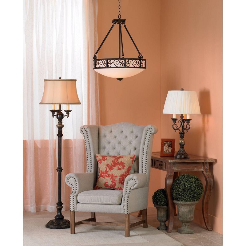 Barnes and Ivy Traditional Floor Lamp Candelabra Style 4-Light Italian Bronze Bell Shade for Living Room Reading Bedroom