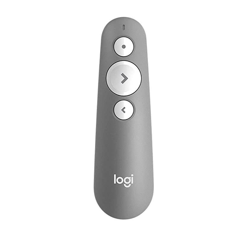 R500 Laser Presentation Remote MidGrey with Dual Connectivity Bluetooth or USB for PowerPoint Keynote Google Slides Prezi