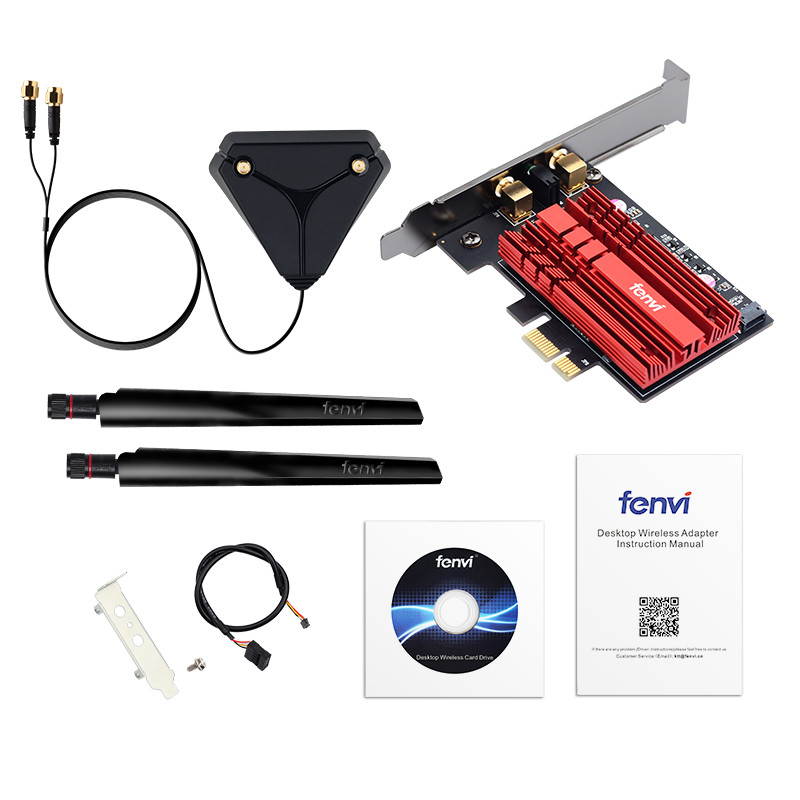 Fenvi PCI-e WiFi 6 Network Card AX3000Mbps Bluetooth 5.1 Wlan Adapter - Wireless PCI Express Wi-Fi Adapters 802.11AX AX200 2.4GHz/5GHz Dual Band Antenna Network Card for Windows 10