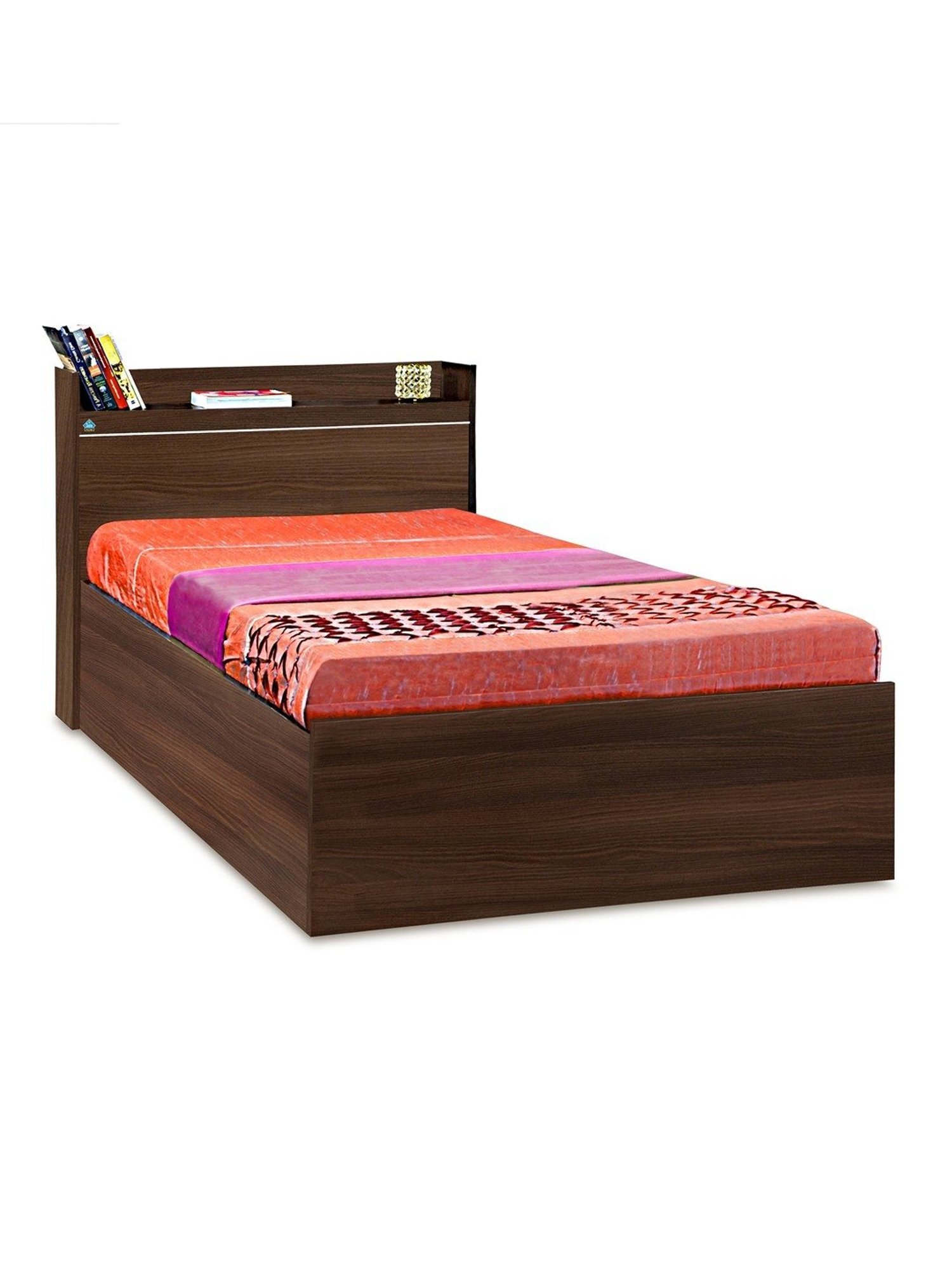 Delite Kom Cherry Acacia Dark Engineered Wood Single Box Bed