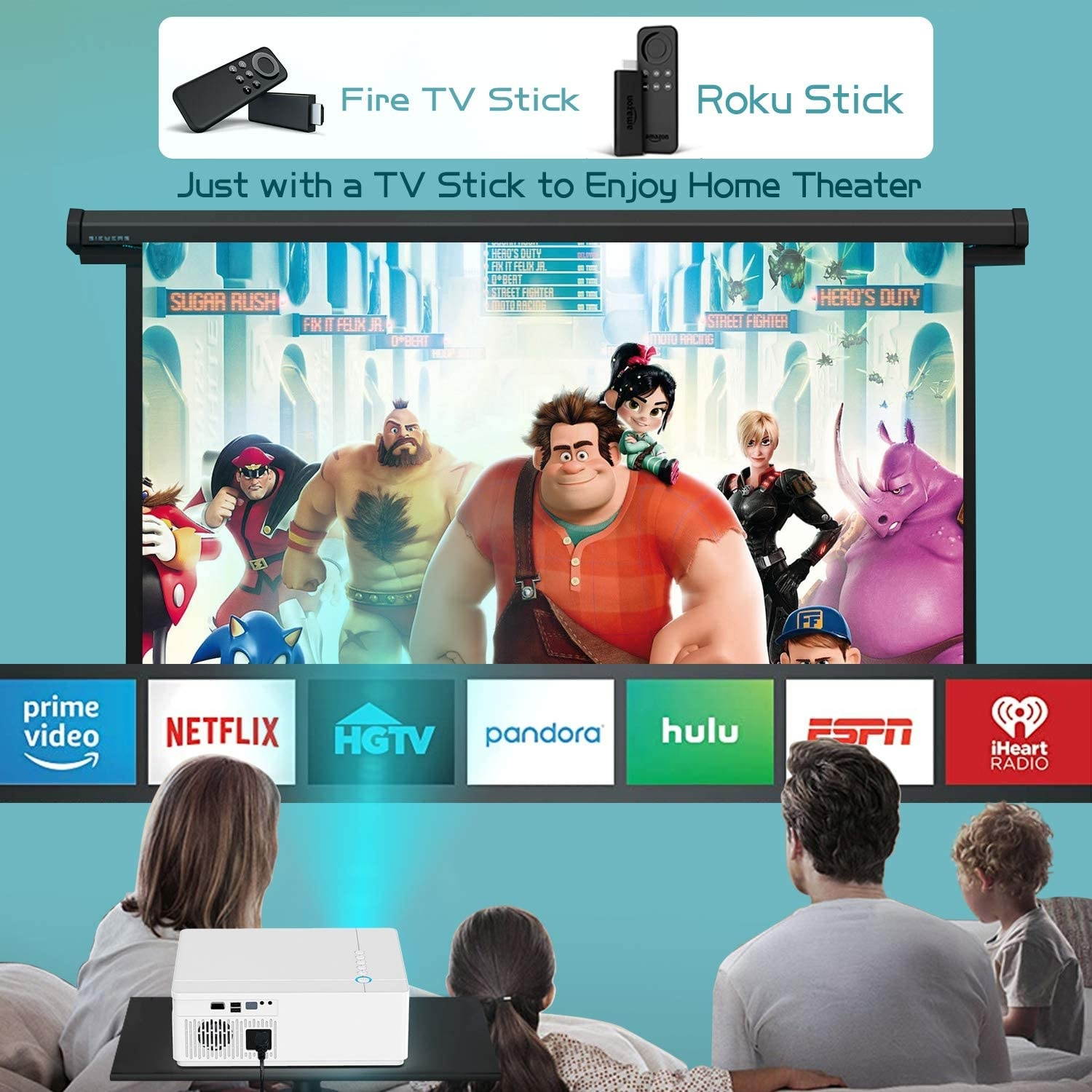 TOPTRO TR81 Bluetooth Video Projector 8500L, Native 1080P and 350&rdquo; Display, Support 4K, Zoom & &plusmn;50&deg;4D Keystone Correction, Home Theater Projector Compatible with Phone/TV Stick/PC/USB/PS4/DVD