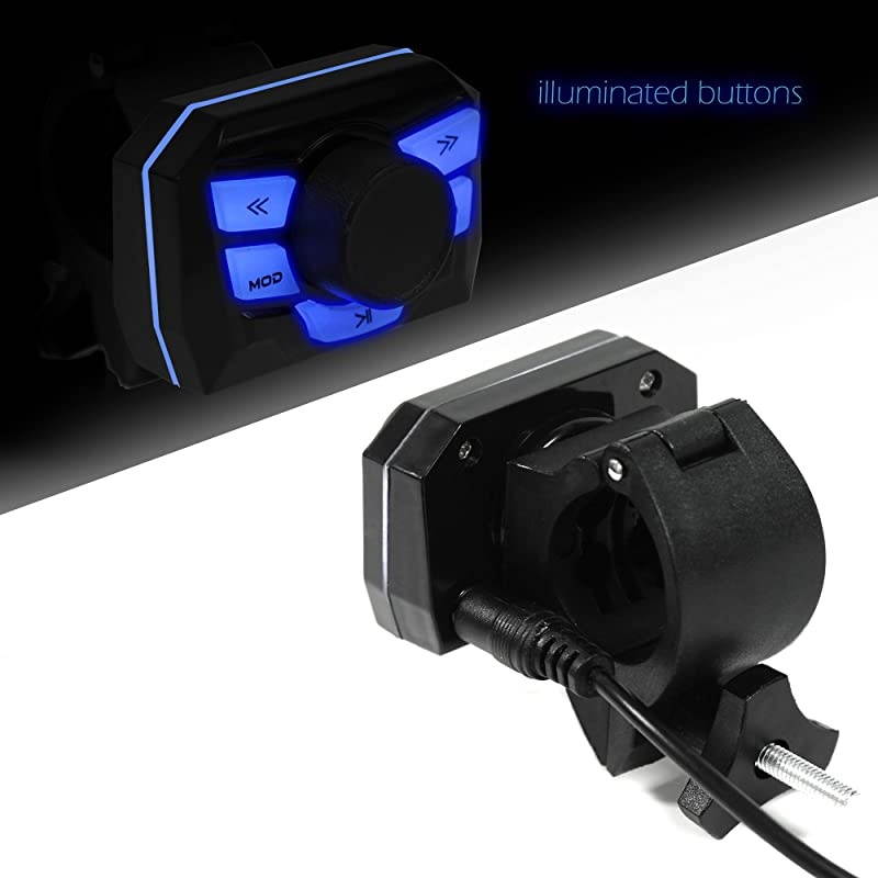 TS3-Q Gen.3 Motorcycle Weatherproof Bluetooth Speakers 7/8-1.25 in. Handlebar Mount MP3 Music Player Sound Audio Stereo Amplifier System ATV UTV w/AUX, USB, Micro SD, FM Radio, 4-Speaker