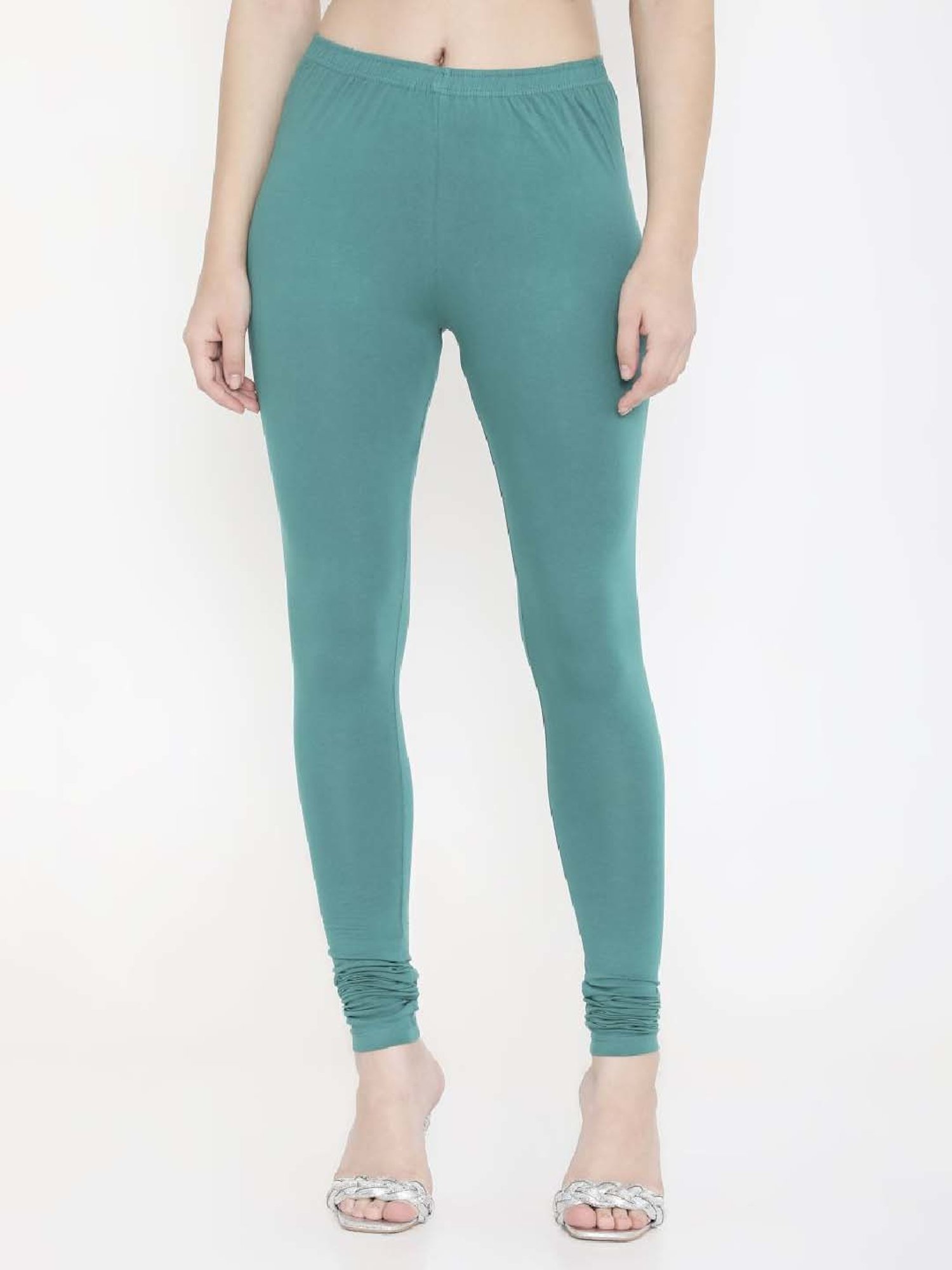 FEELINGS Green Plain Churidar Leggings