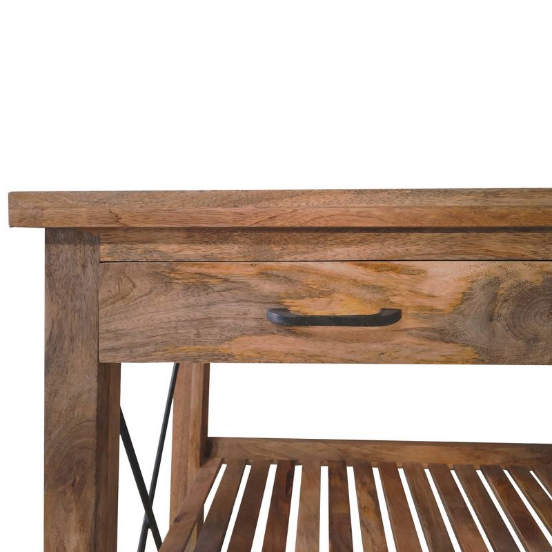 Flash Furniture Castleberry Rustic Wood Grain and Iron Kitchen Serving and Bar Cart