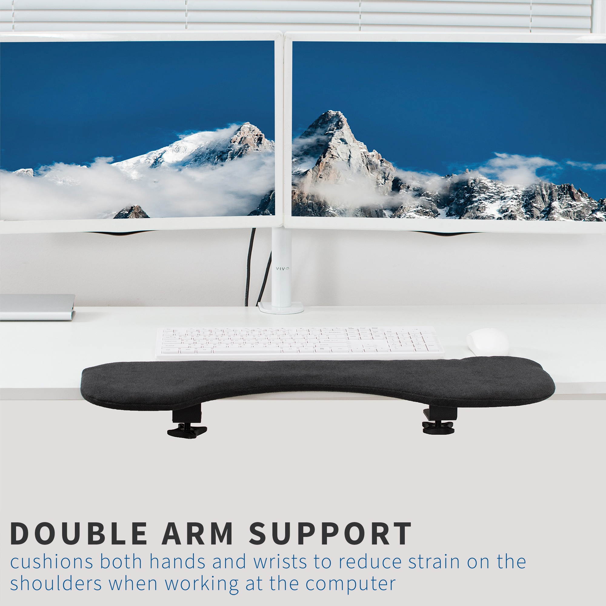 VIVO Black Universal Clamp-on Forearm Support Pad, Arm and Wrist Rest Cushion for Home and Office Desk (MOUNT-MS03C)
