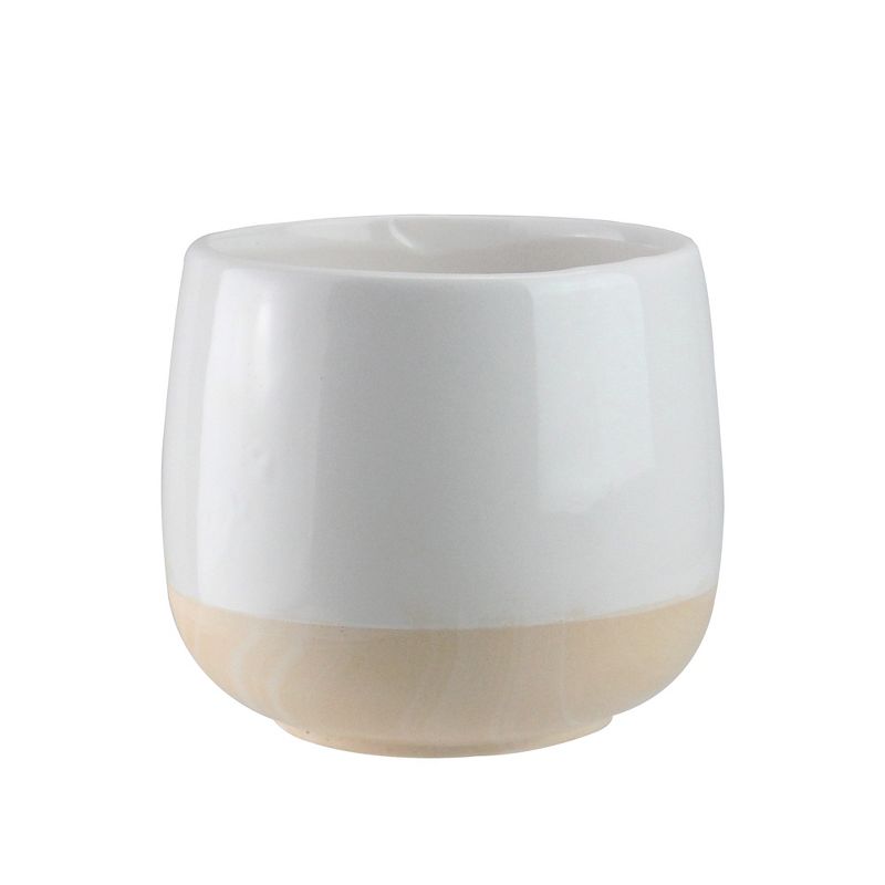 Napco 4.5" Textured Faux Wood and Shiny Grain Base Planter - Brown/White