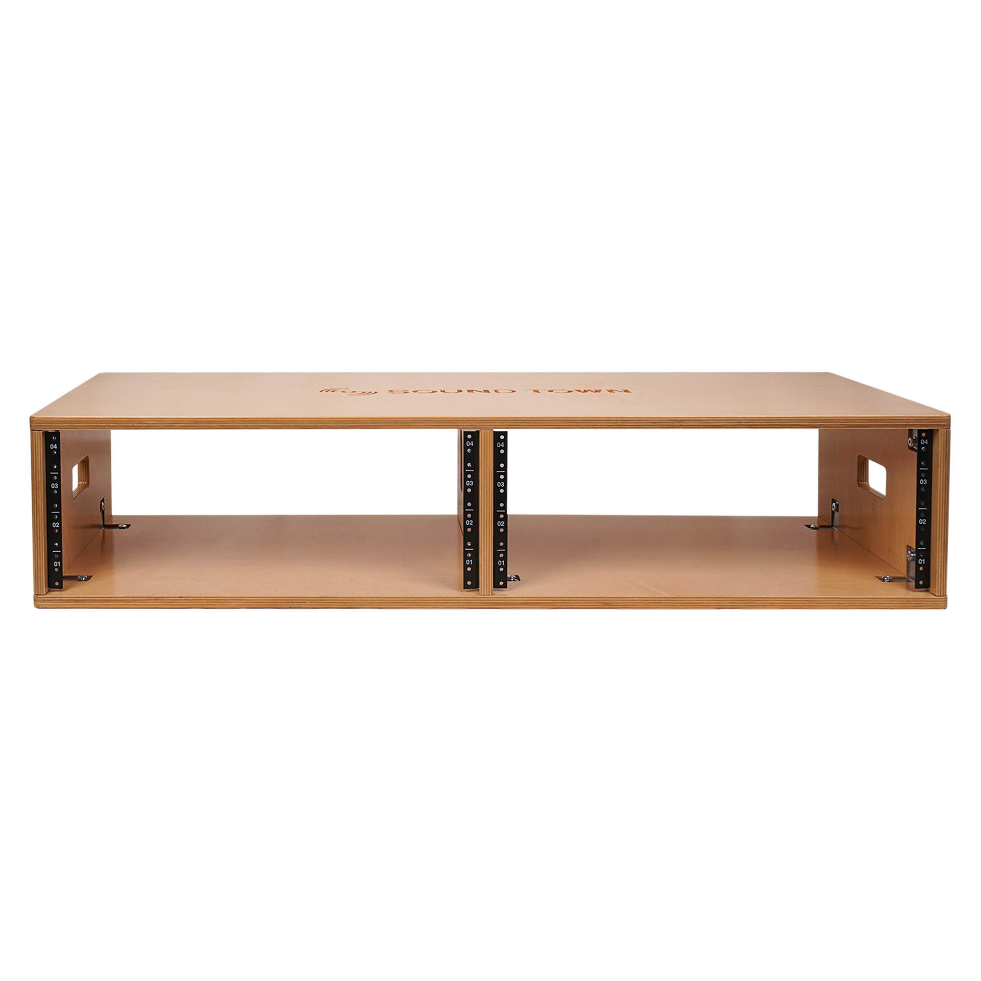 Sound Town DIY 2 x 4U Studio Rack, Plywood, Golden Oak For Recording Room, Home Studio (SDRK-D4)