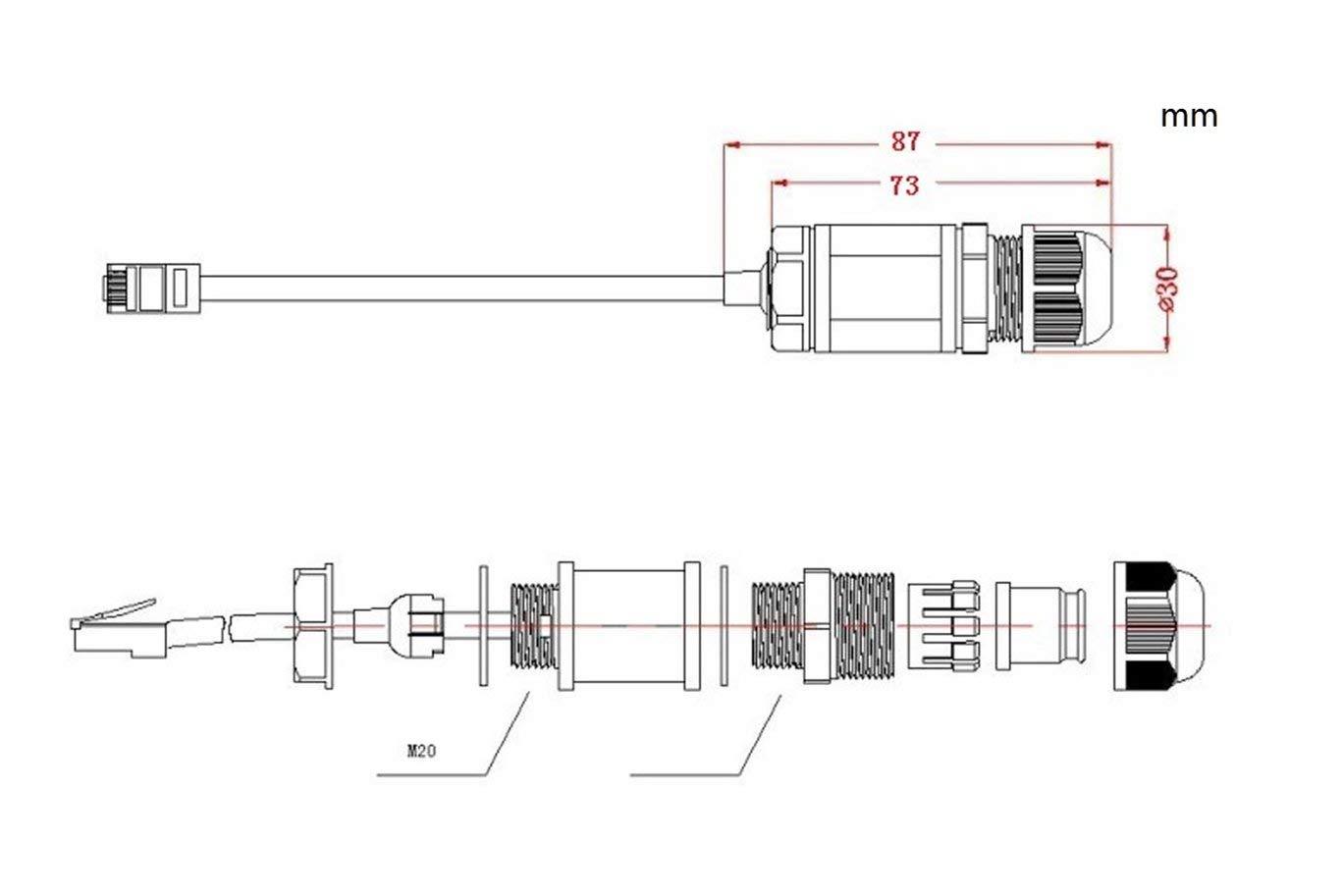KNACRO RJ45 Connector Ethernet Connector IP67 Waterproof Network Connector With Shielded Anti-interference M22L-SD