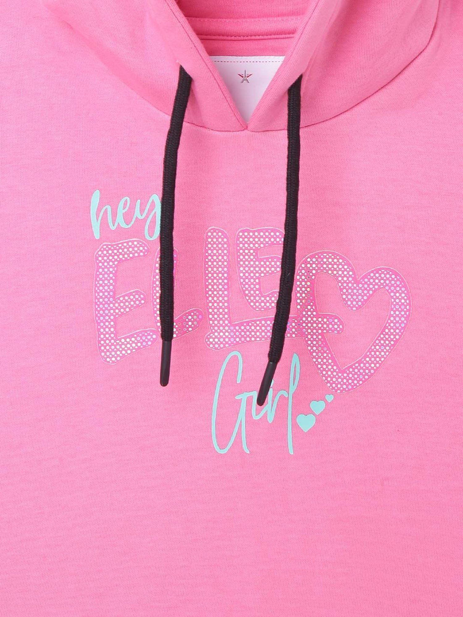 Elle Kids Pink Cotton Printed Full Sleeves Sweatshirt