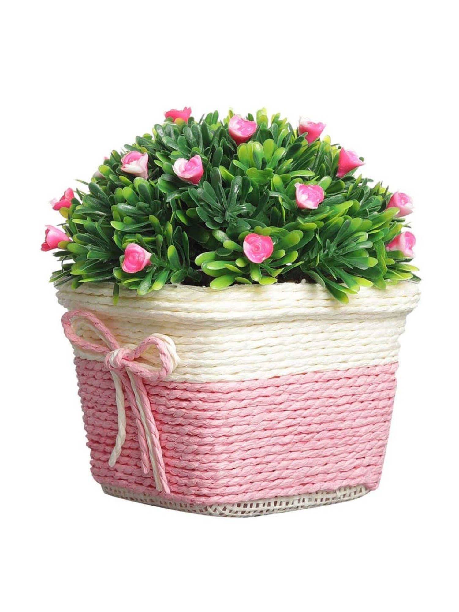 Foliyaj Multicolor Plastic Artificial Flower Plant With Pot - Set of 2