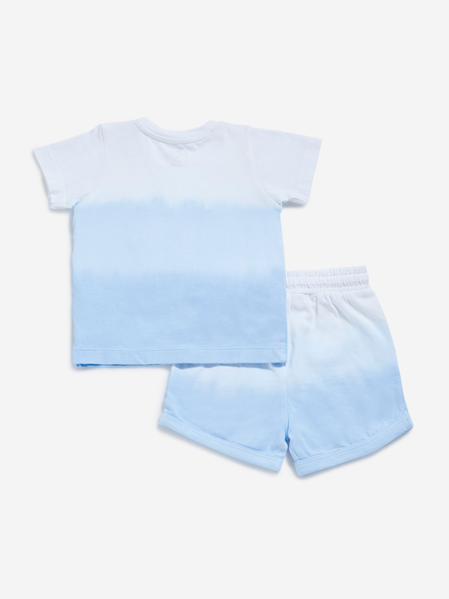 HOP Baby by Westside Blue Ombre Design Cotton T-Shirt & Shorts Set