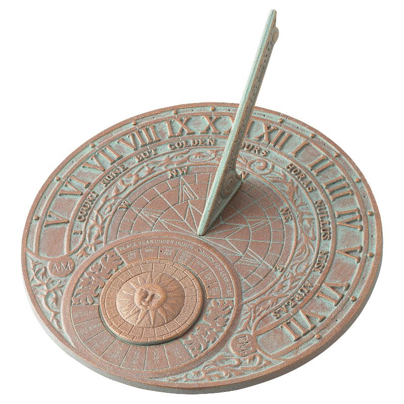 1" Aluminum Perpetual Calendar Sundial - Copper Verdigris - Whitehall Products