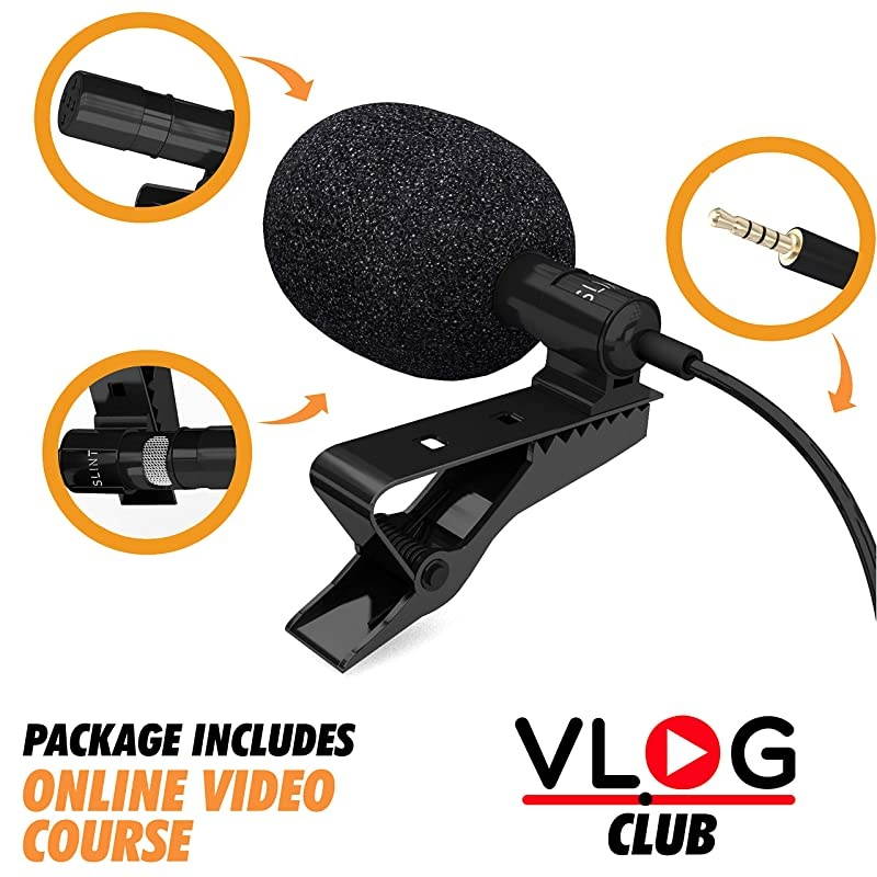 Lapel Microphone 2 Pack Bundle Professional Omnidirectional Mic with Clipon Lapel Mic Compatible with iPhone Samsung Android GoPro DSLR Lapel Microphone for YouTube